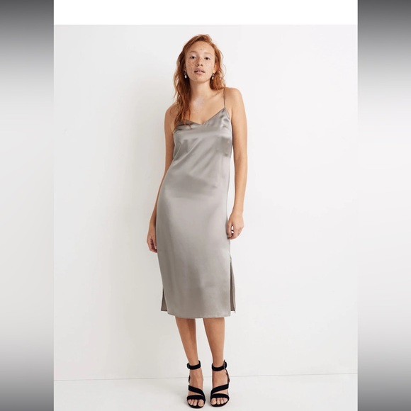 Madewell Silk Eva Side-Slit Slip Dress - Picture 1 of 6